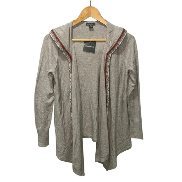 Eddie Bauer Women's Open Front Hooded Cardigan Sweater Size XS Oatmeal Boho - Picture 1 of 6